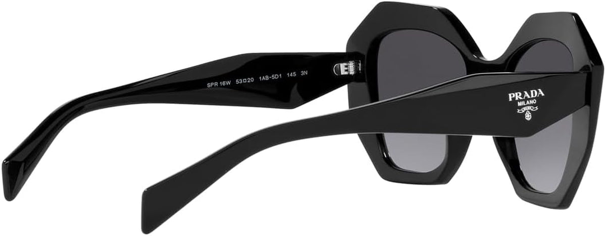 Prada PR 16WS 1AB5D1 Black Plastic Geometric Sunglasses Grey Gradient Lens