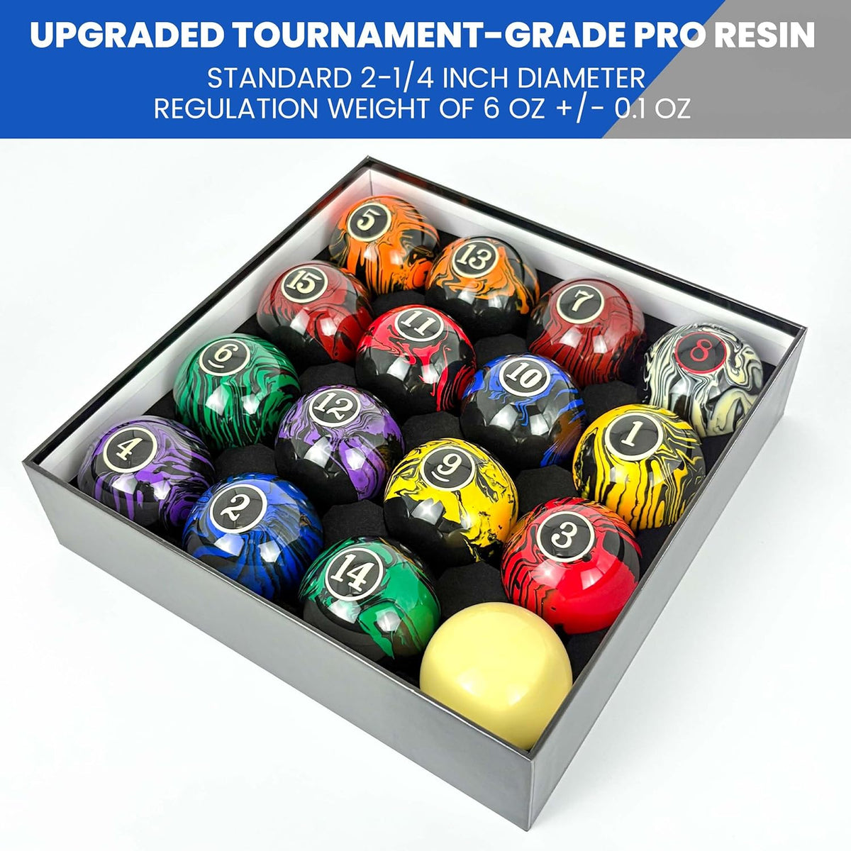 Dark Marble Swirl Billiard Balls