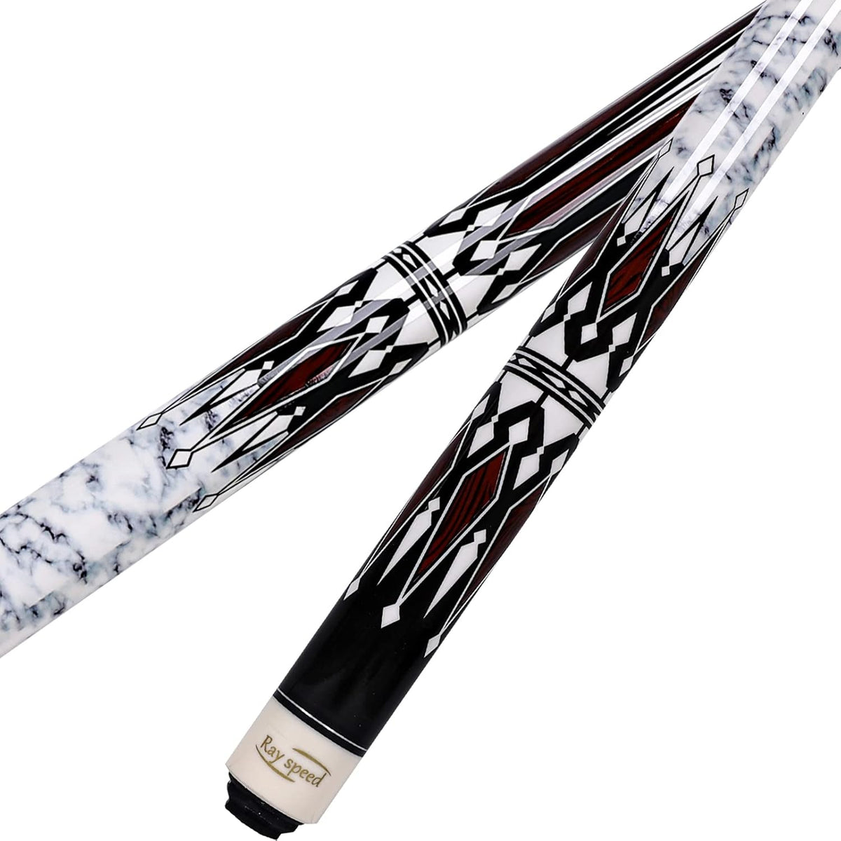 Professional White Pool Cue Stick 58" 20oz, Glove, and Case