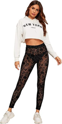 Alluring Floral Mesh Leggings