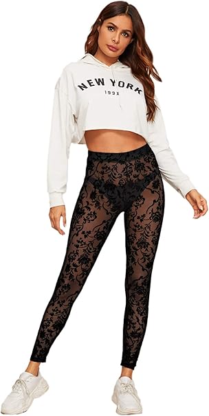 Alluring Floral Mesh Leggings