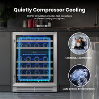 Wine Fridge Cooler Dual Zone 24” (Hold 52 Bottles)