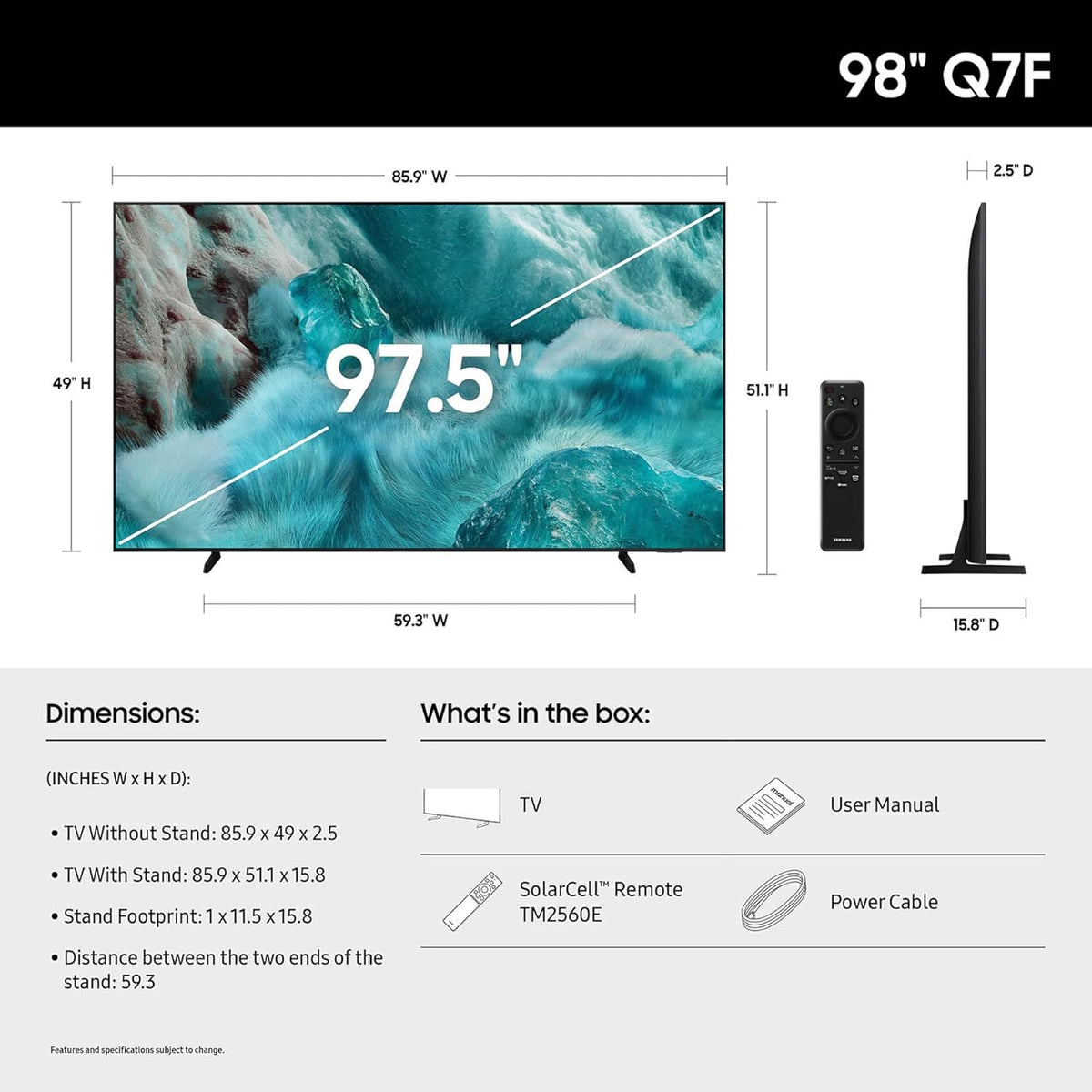 98” Samsung QLED Q7F Series Samsung Vision AI Smart TV