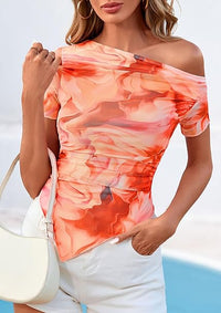 2026 Spring Short Sleeve Mesh Tie Dye Top