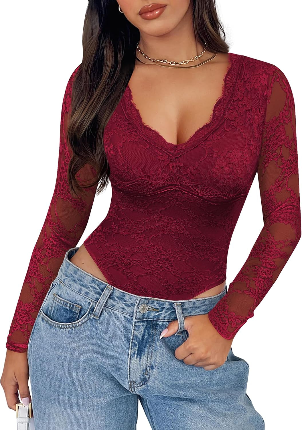 Lace Bodysuit Long Sleeve 