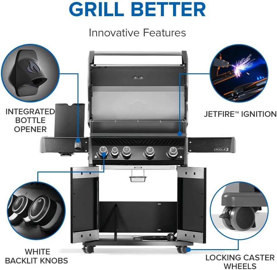 Napoleon Rogue PRO 525 Propane 5-Burner Gas Grill with Infrared Side Burner