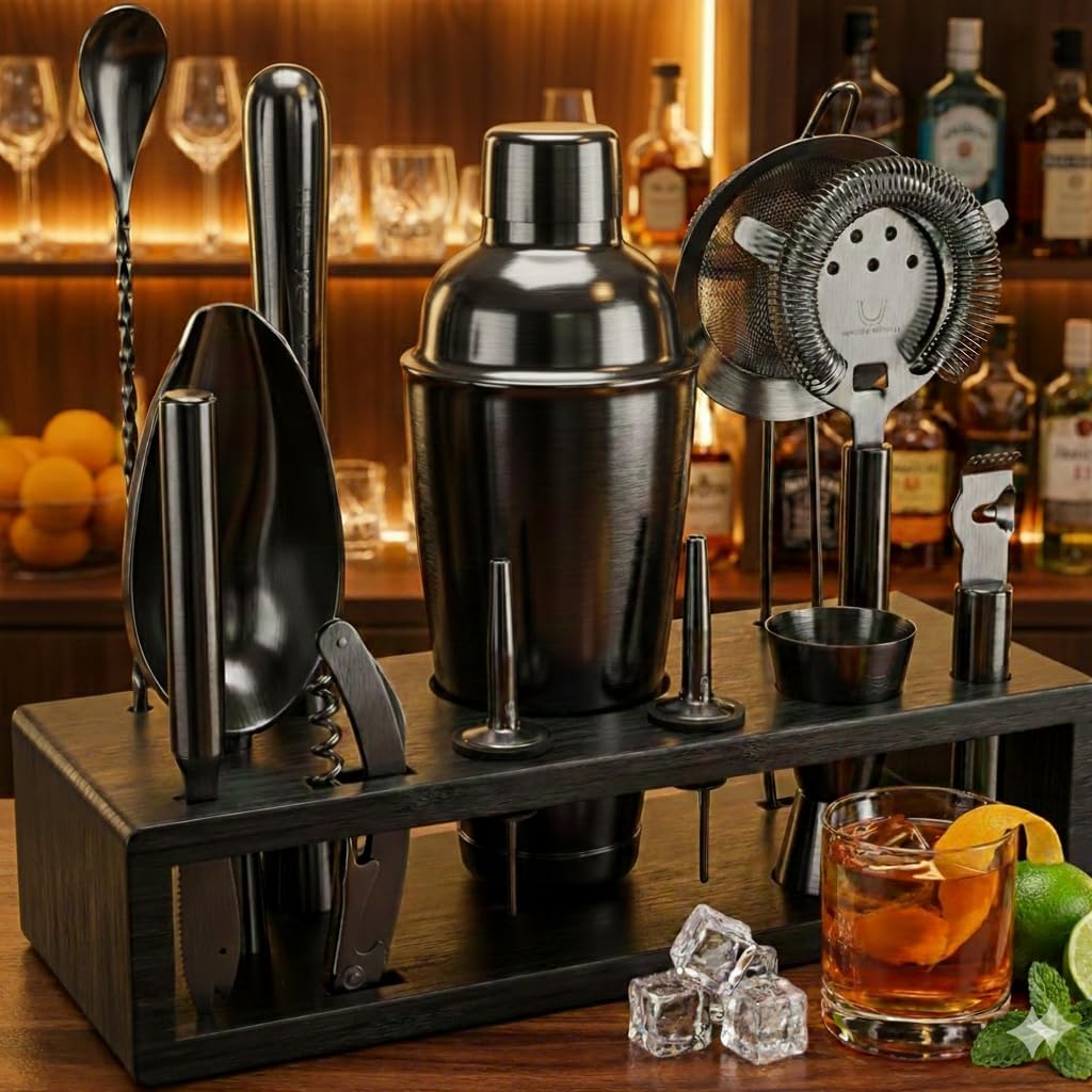Gunmetal Cobbler Cocktail Shaker Set 13 Piece