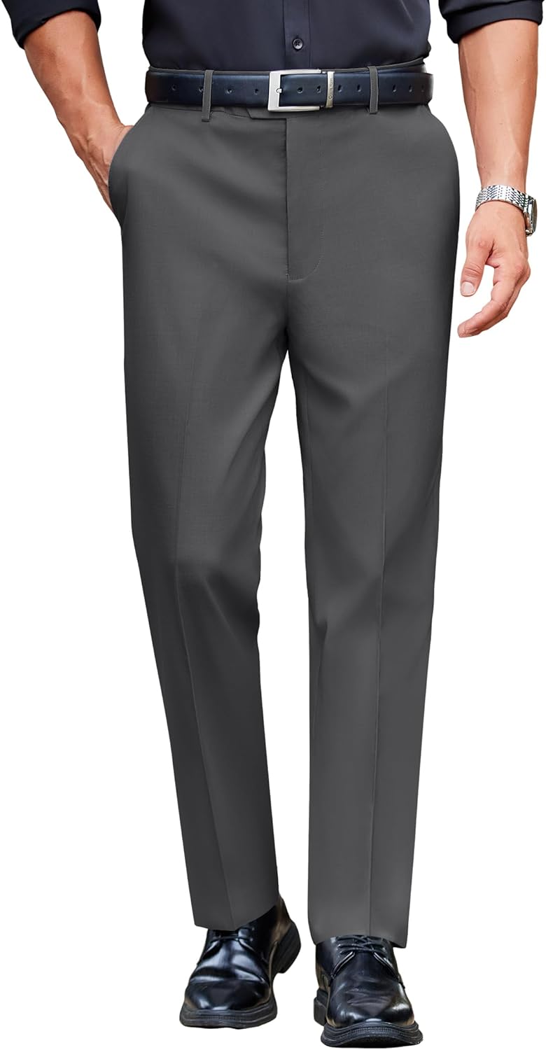 Classic Casual Dress Pants Expandable Waist Comfort Stretch 