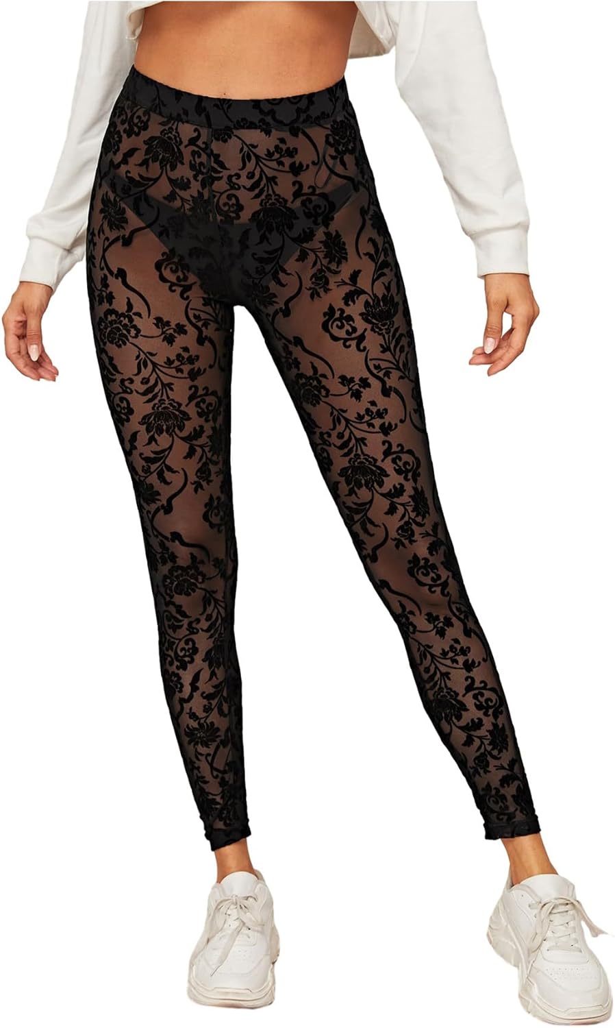 Alluring Floral Mesh Leggings  