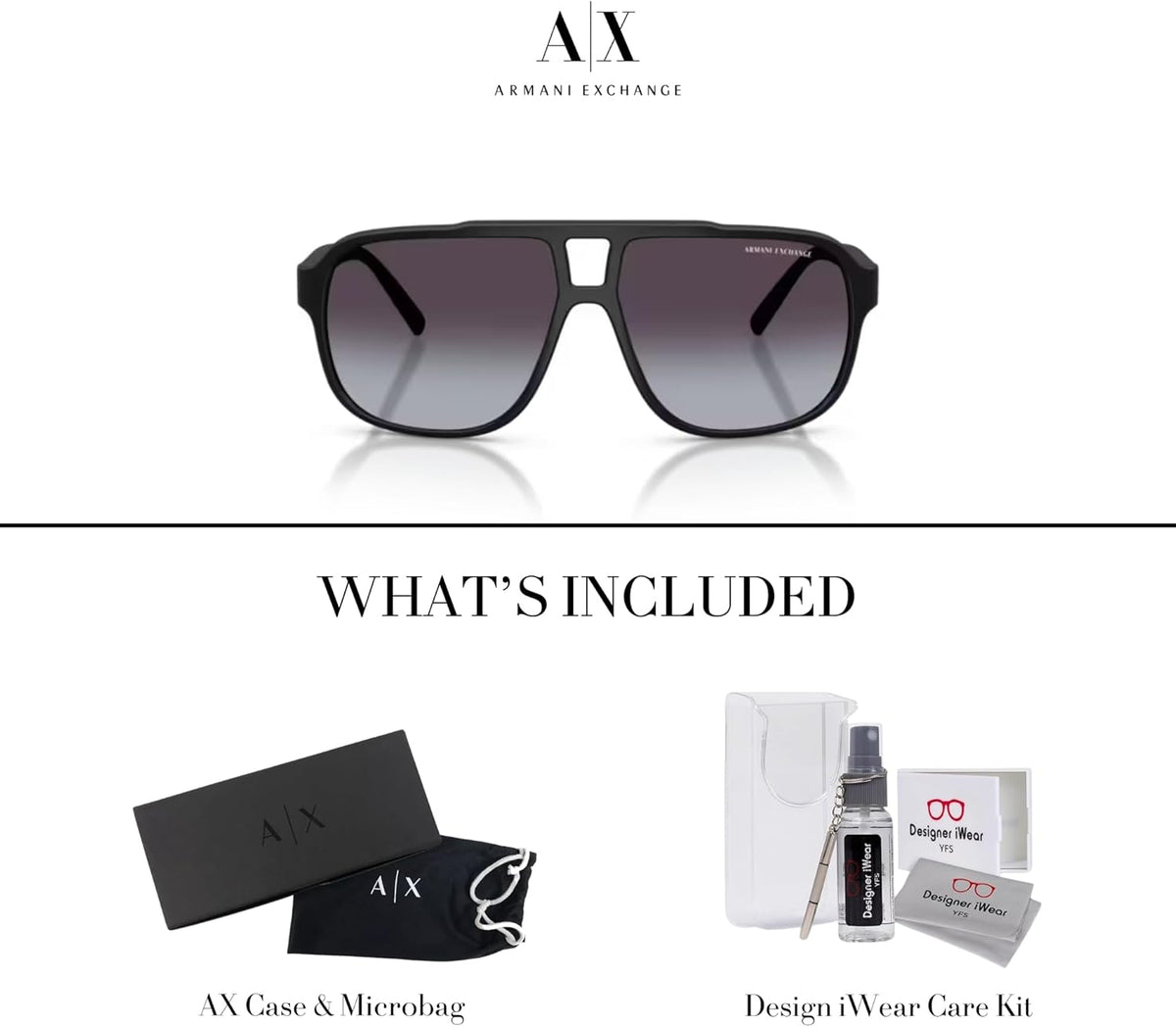 Armani AX4104S Rectangle Sunglasses 61MM