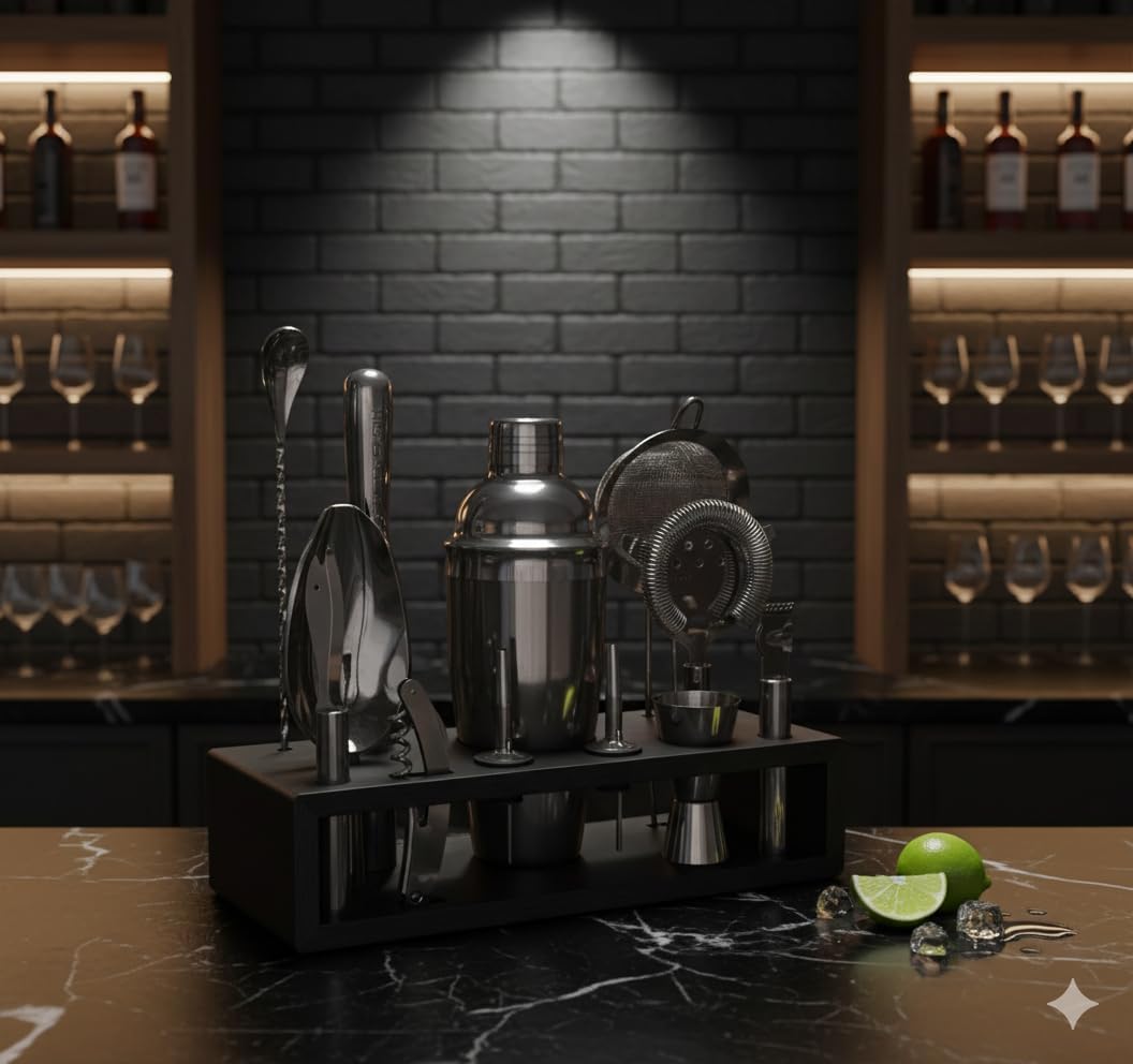 Gunmetal Cobbler Cocktail Shaker Set 13 Piece