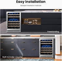 Wine Fridge Cooler Dual Zone 24” (Hold 52 Bottles)