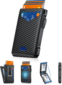 Carbon Fiber RFID Wallet with 2 ID Windows & Money Clip