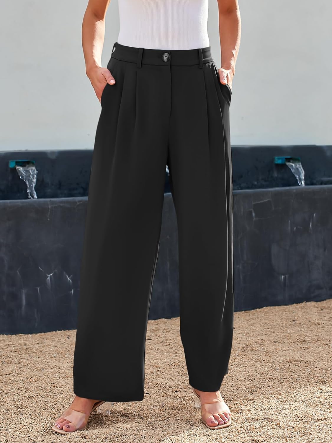 Ladies High Waisted Dressy Trousers