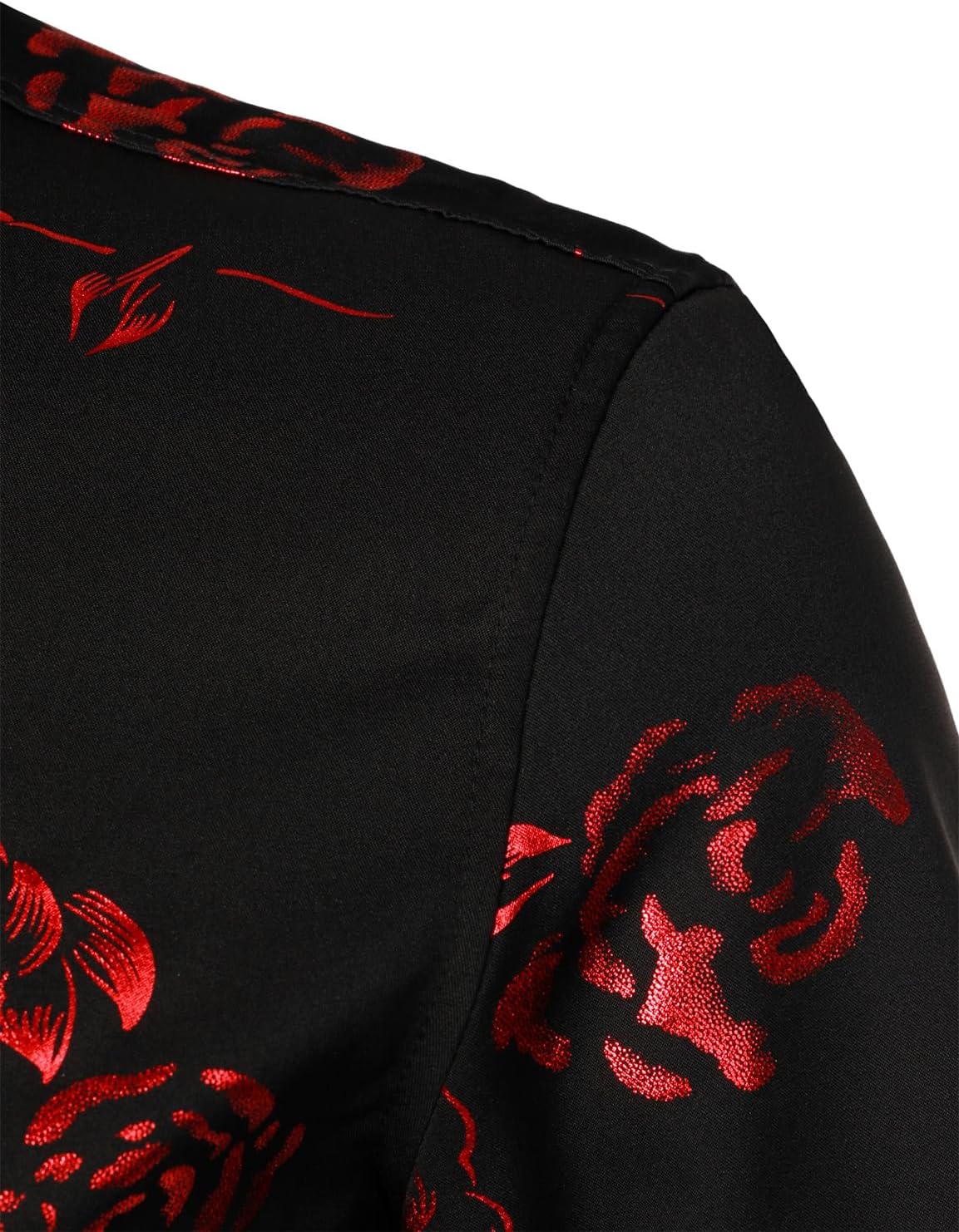 Hipster Rose Printed Slim‑Fit Short Sleeve Shirt