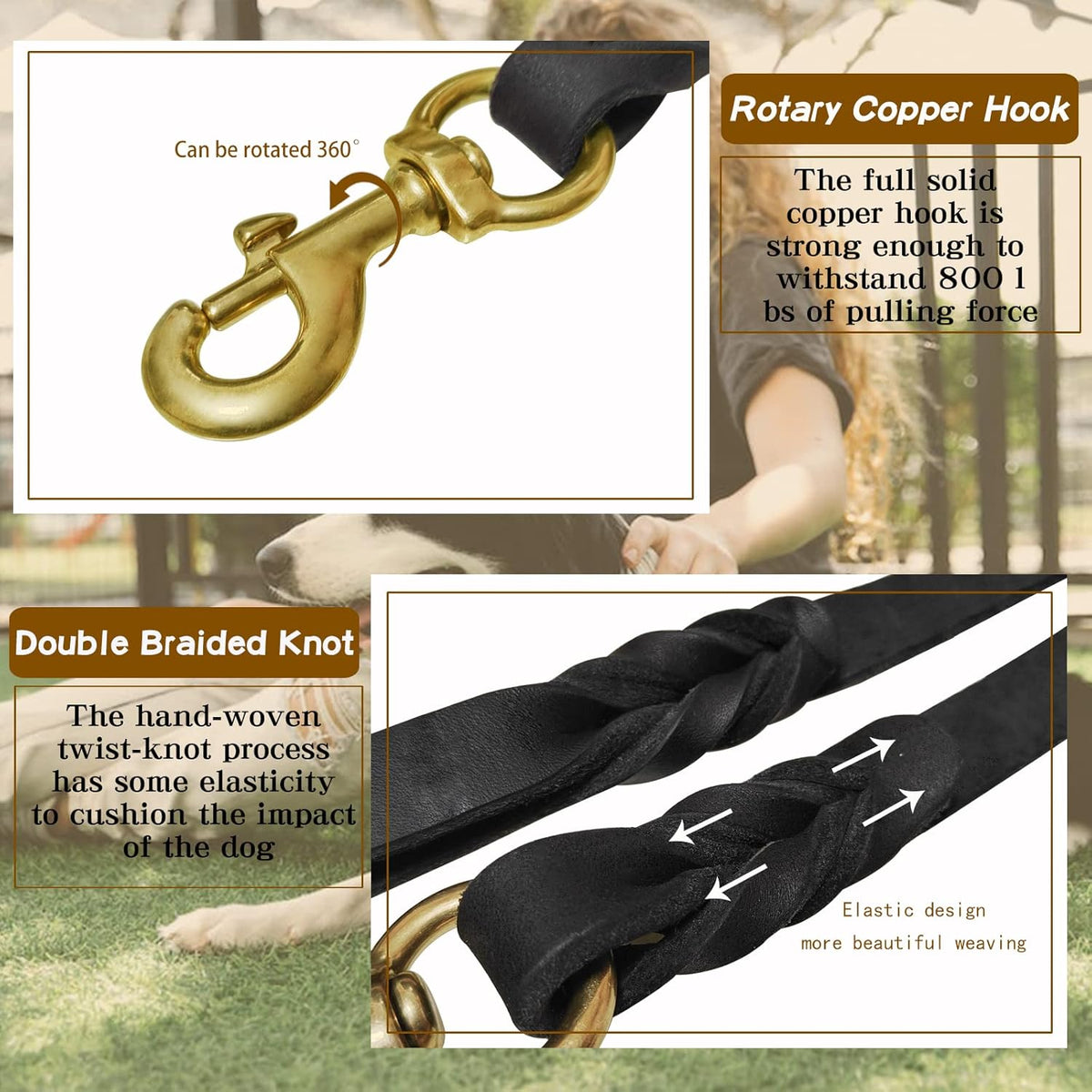 Premium Leather Braided Dog Leash