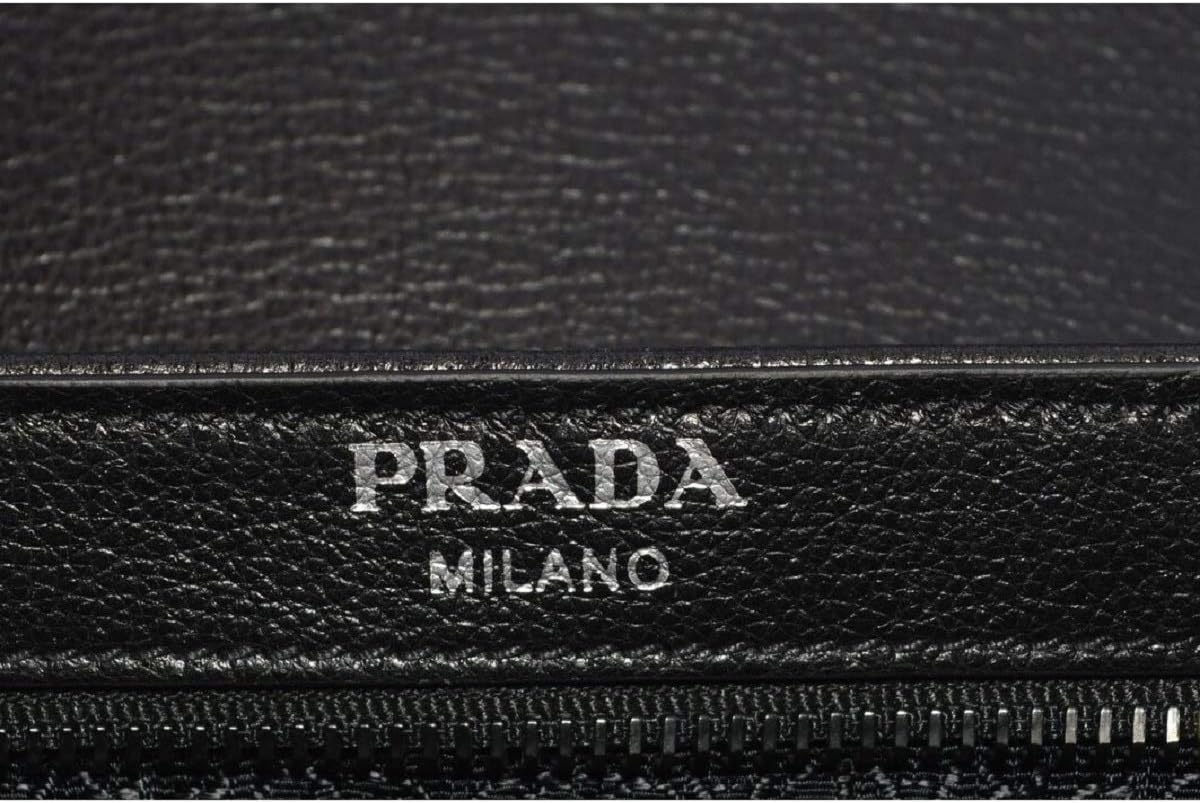Prada Blue Black Glace Leather Studded Trim Crossbody Handbag 1BD147