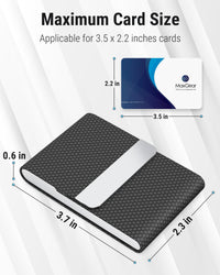 Business Card Holder, PU Leather & Stainless Steel Business Card Case for Men or Women, Slim Name Cards Holder RFID Blocking Credit Cards Carrier with Magnetic Closure, Black Carbon