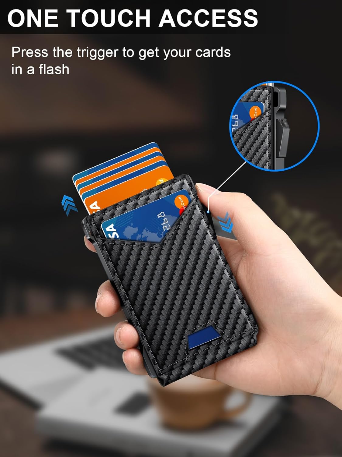 Carbon Fiber RFID Wallet with 2 ID Windows & Money Clip