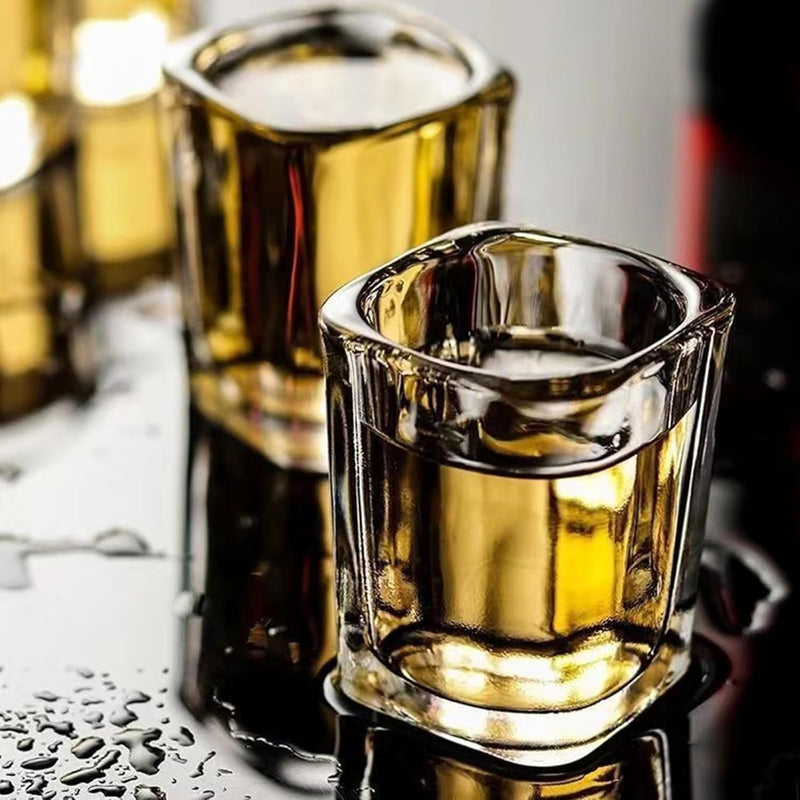 6 Pack Heavy Base Shot Glasses Set, 2.2 Oz Clear Tequila Square Shot Glass Bulk, Espresso Shot Glass for Vodka, Whiskey, Tequila, Espressos, Spirits & Liquors