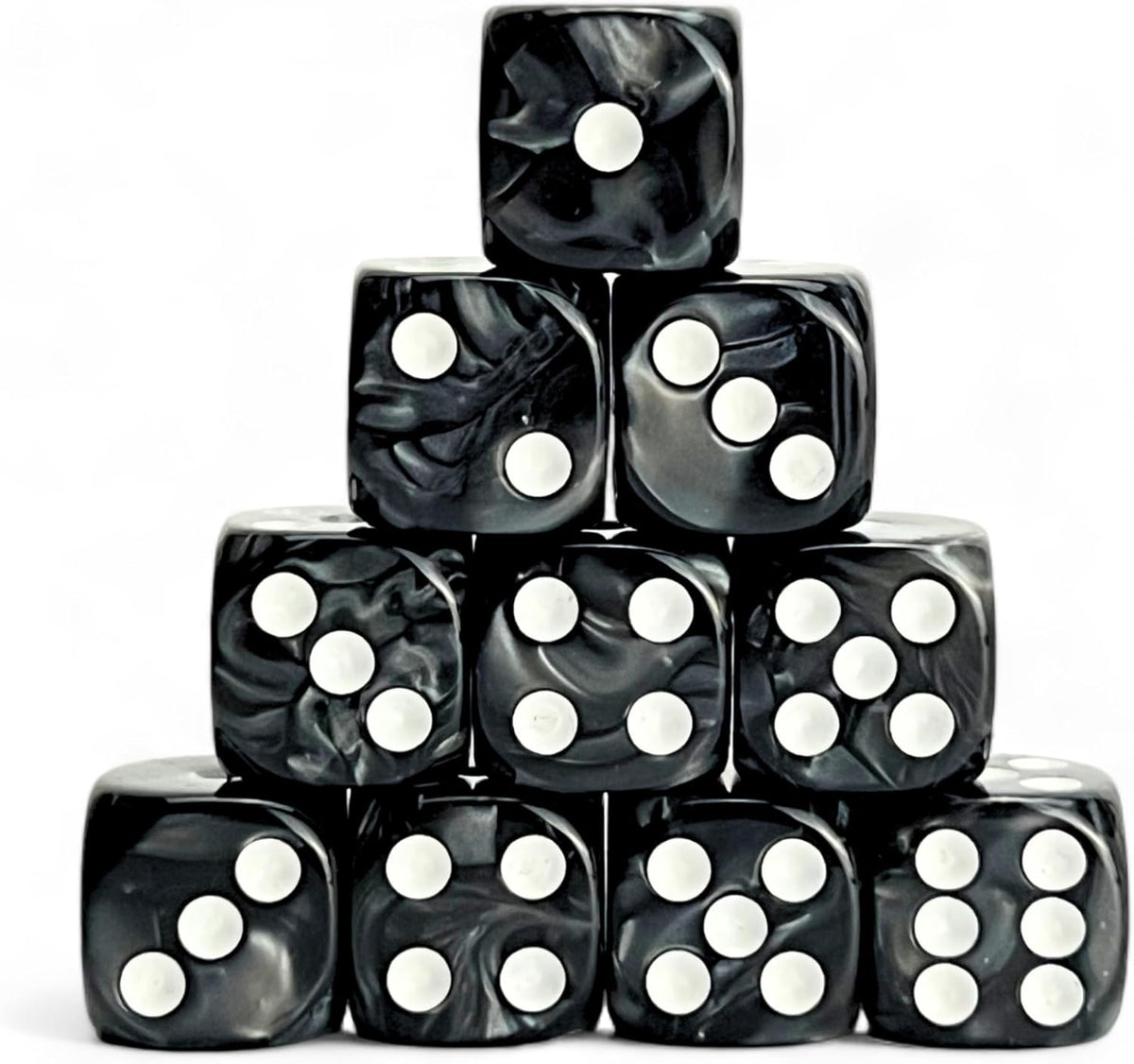 Luck Lab Black Pearl Acrylic 10 Piece D6 Dice 