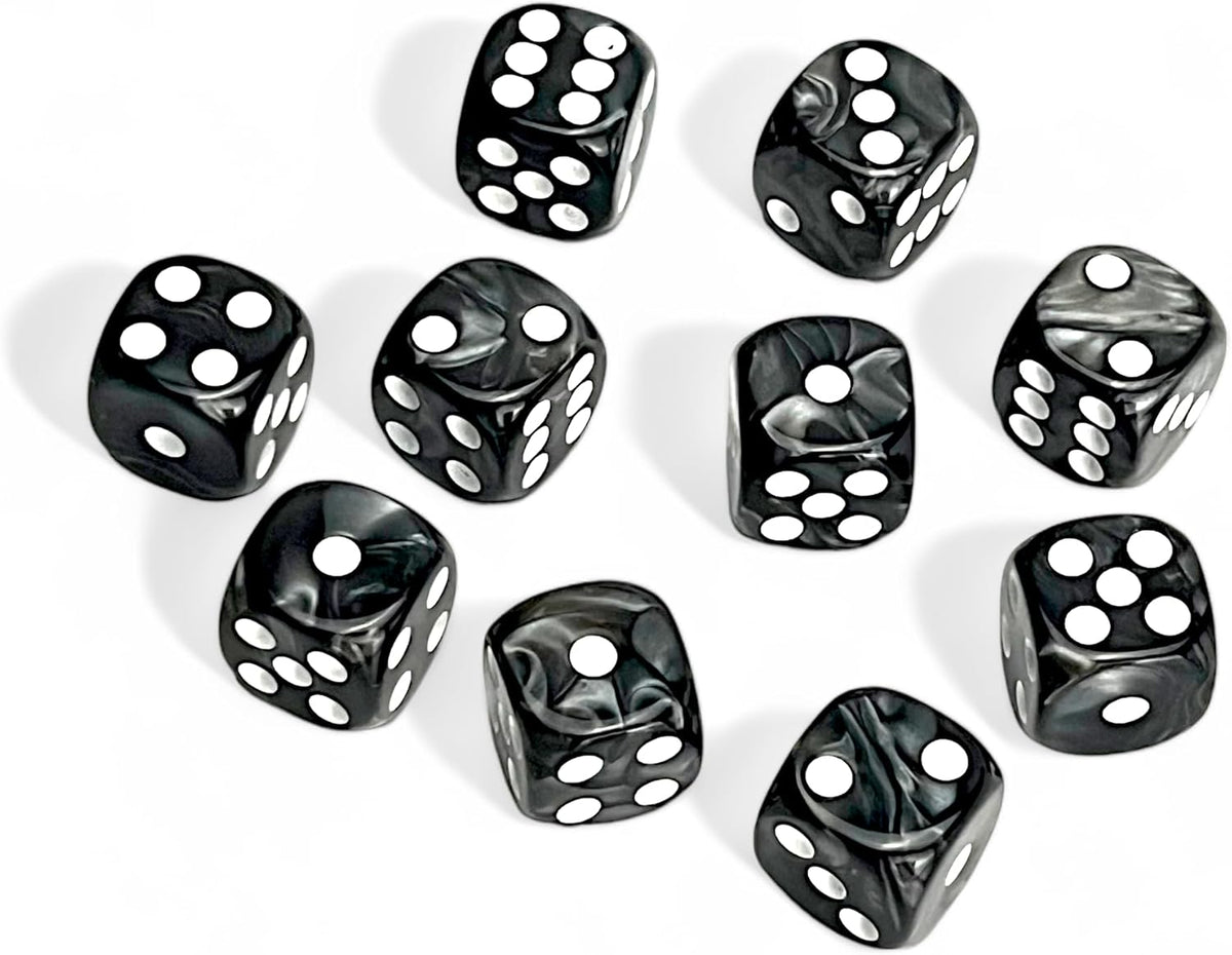 Luck Lab Black Pearl Acrylic 10 Piece D6 Dice 
