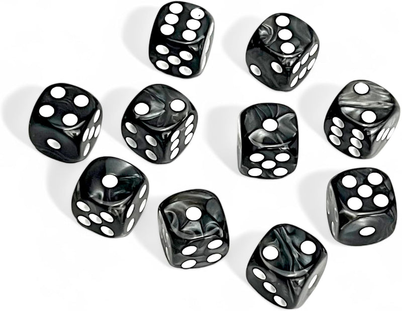 Luck Lab Black Pearl Acrylic 10 Piece D6 Dice 