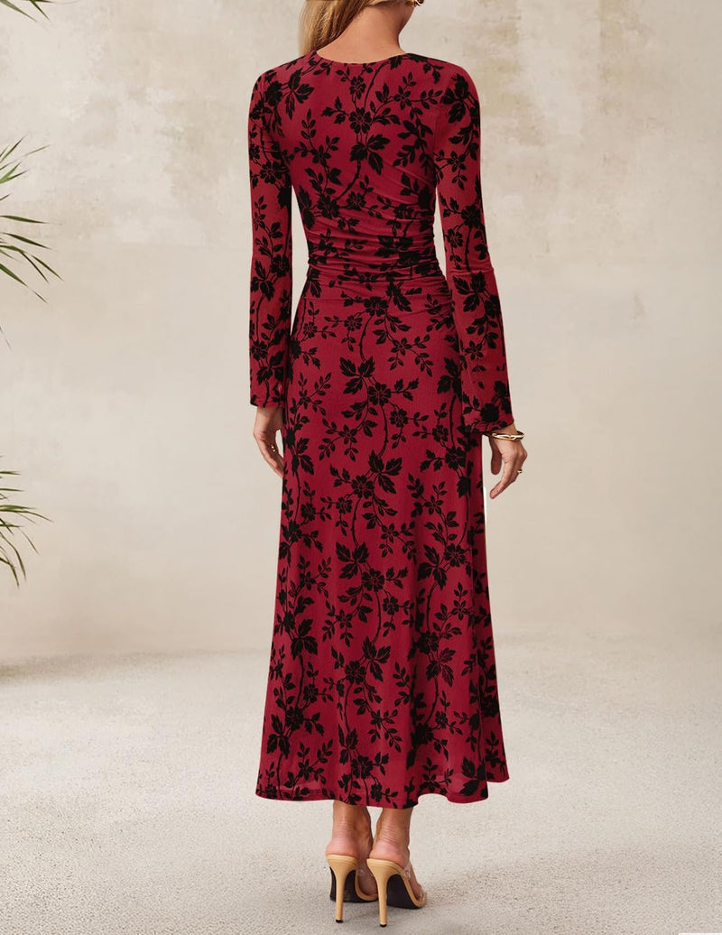 2026 Ladies Spring Long Sleeve Floral Bodycon Dress 