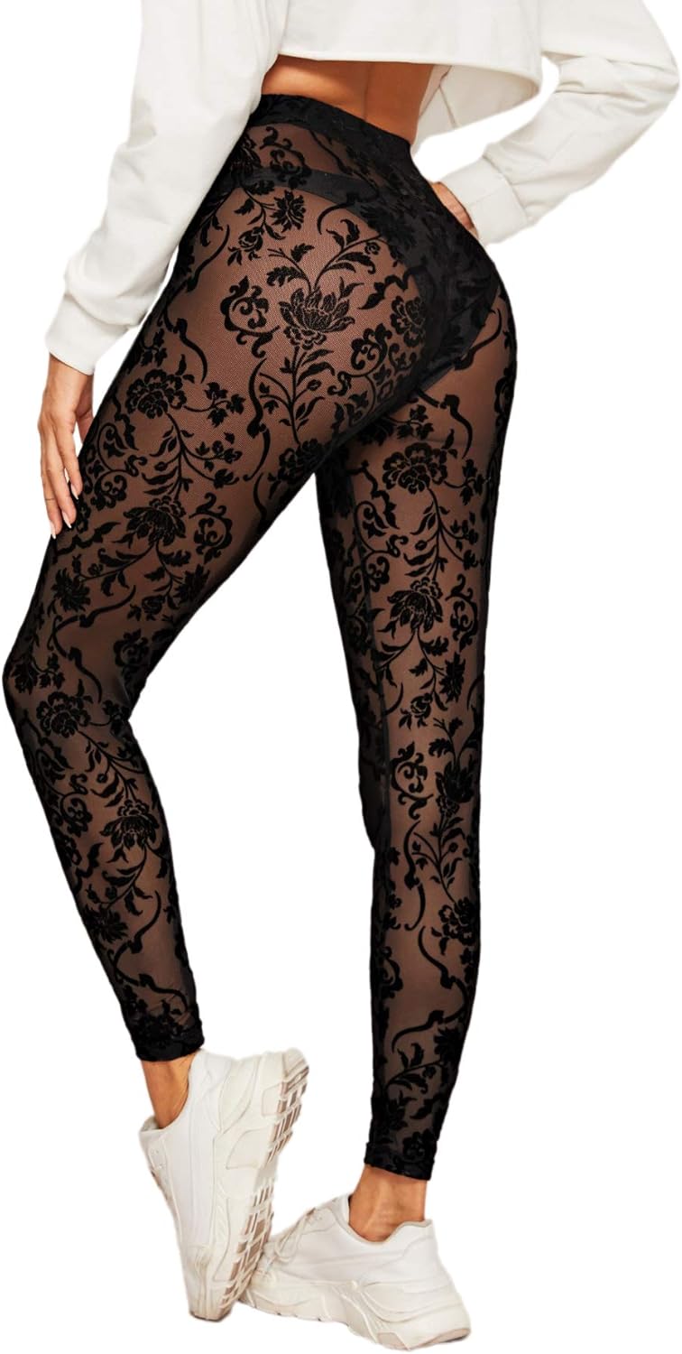 Alluring Floral Mesh Leggings  