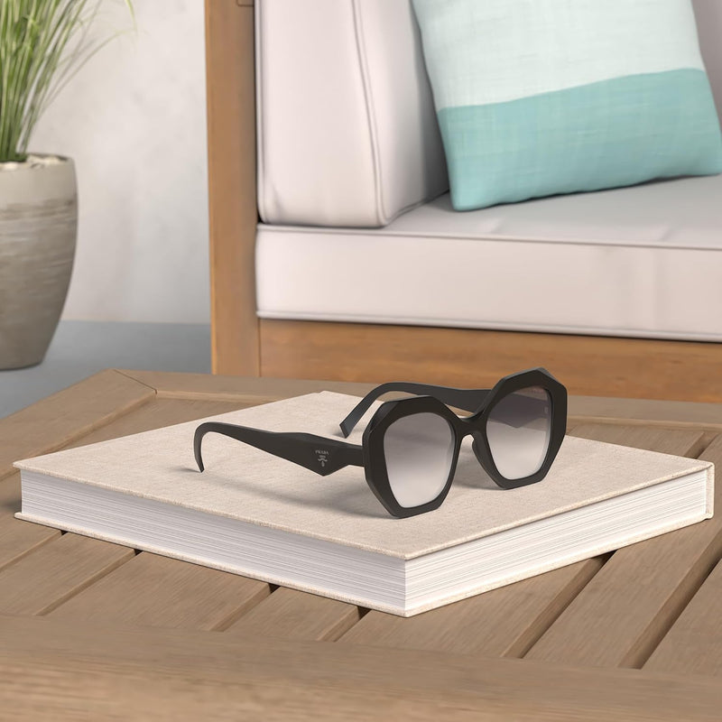 Prada PR 16WS 1AB5D1 Black Plastic Geometric Sunglasses Grey Gradient Lens