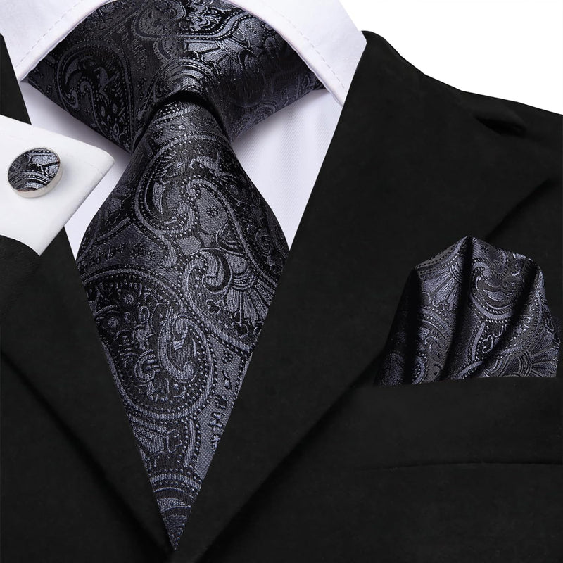 Black Silk Paisly Tie