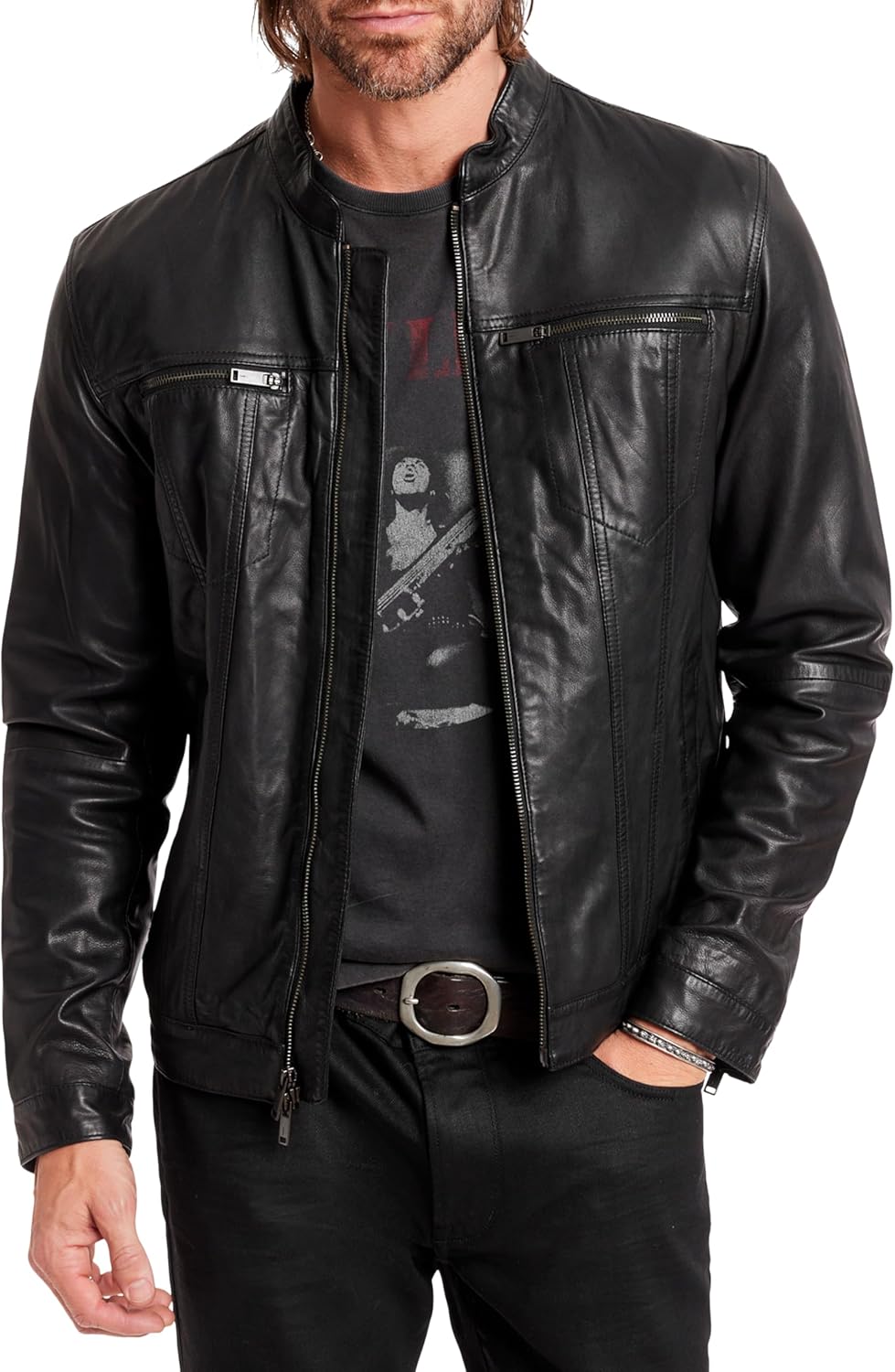 John Varvatos men’s Brando Leather Jacket