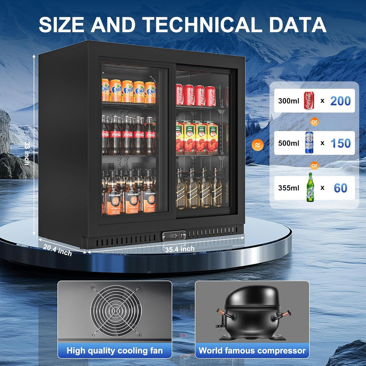 Commercial Back Bar Cooler with LED 