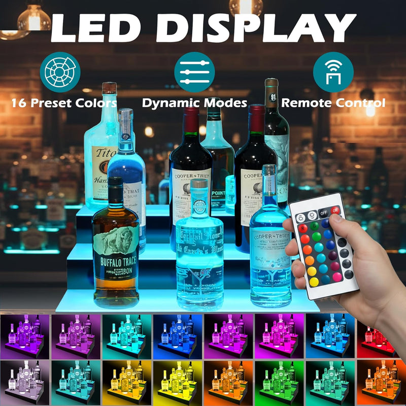 Liquor Bottle Shelf 3 Tier with LED Lighting