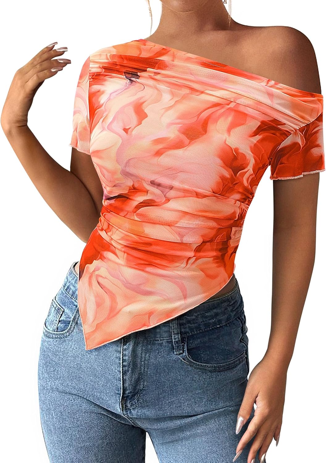 2026 Spring Short Sleeve Mesh Tie Dye Shirt