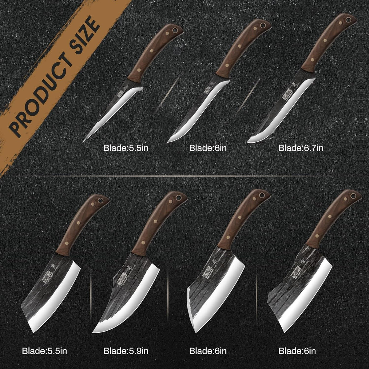 Professional Hand Forged Butcher Chef Knife Set with Roll Bag