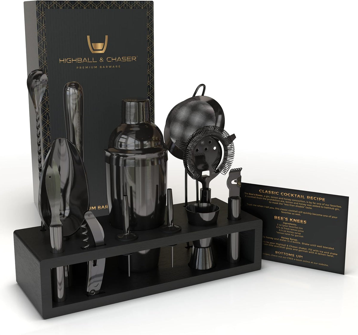 Gunmetal Cobbler Cocktail Shaker Set 13 Piece