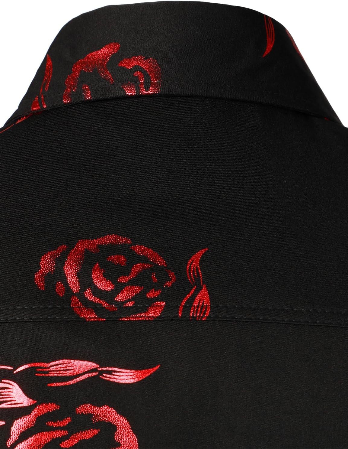 Hipster Rose Printed Slim‑Fit Short Sleeve Shirt