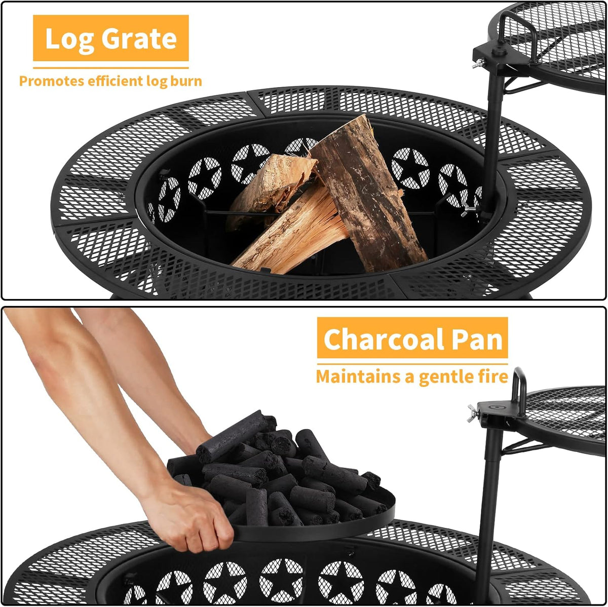 Fire Pit 35” with 2 Cooking Grate