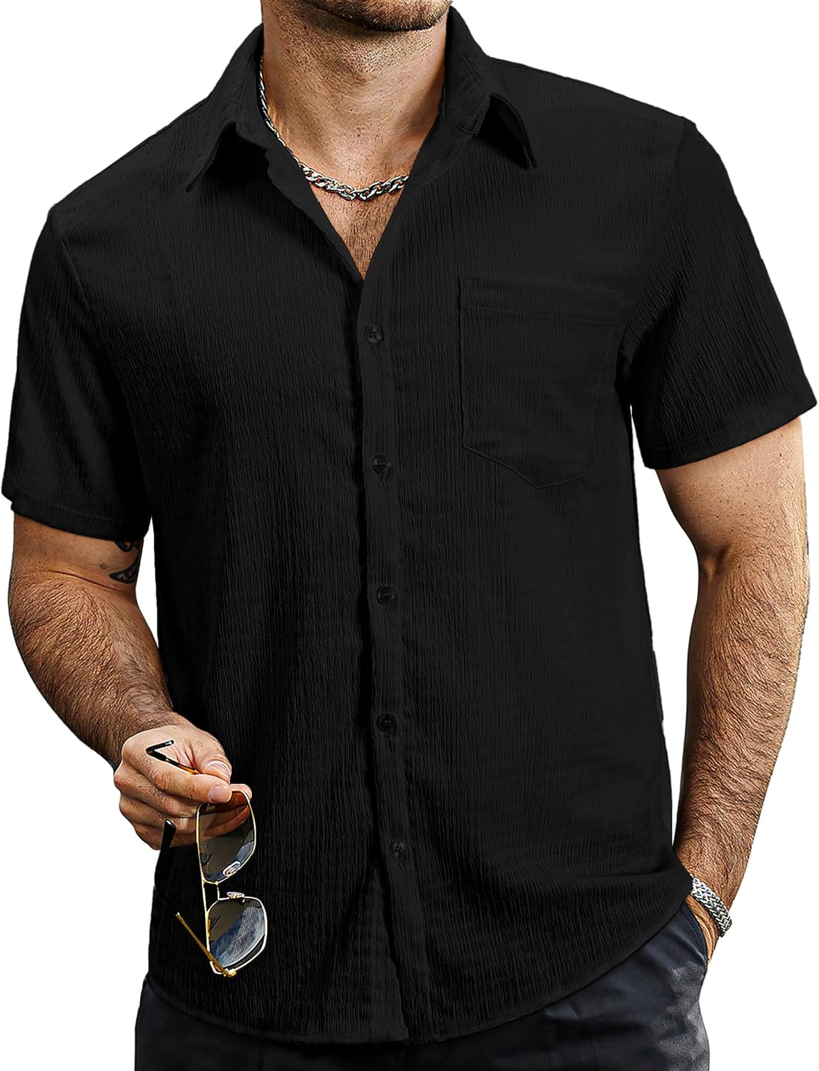 Summer Casual Button Down Short Sleeve Shirt