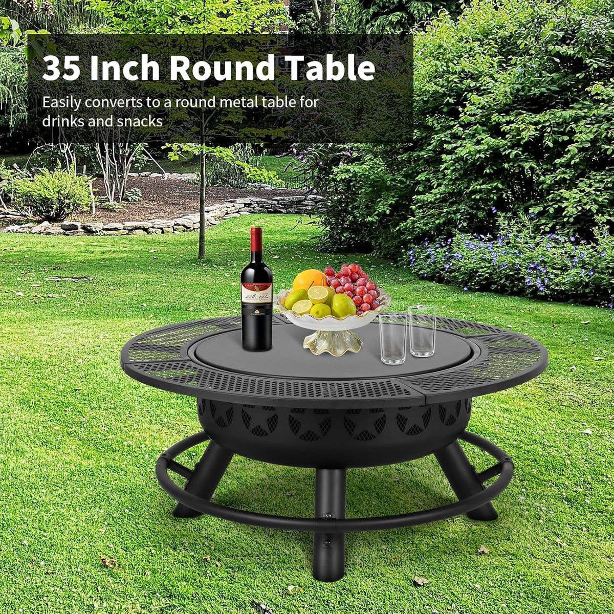 Fire Pit 35” with 2 Cooking Grate