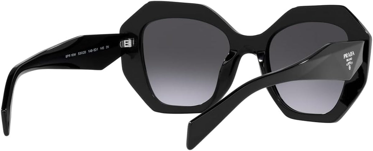 Prada PR 16WS 1AB5D1 Black Plastic Geometric Sunglasses Grey Gradient Lens