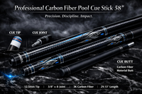Professional Carbon Fiber Pool Cue Stick 58"