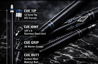 Professional Carbon Fiber Pool Cue Stick 58"