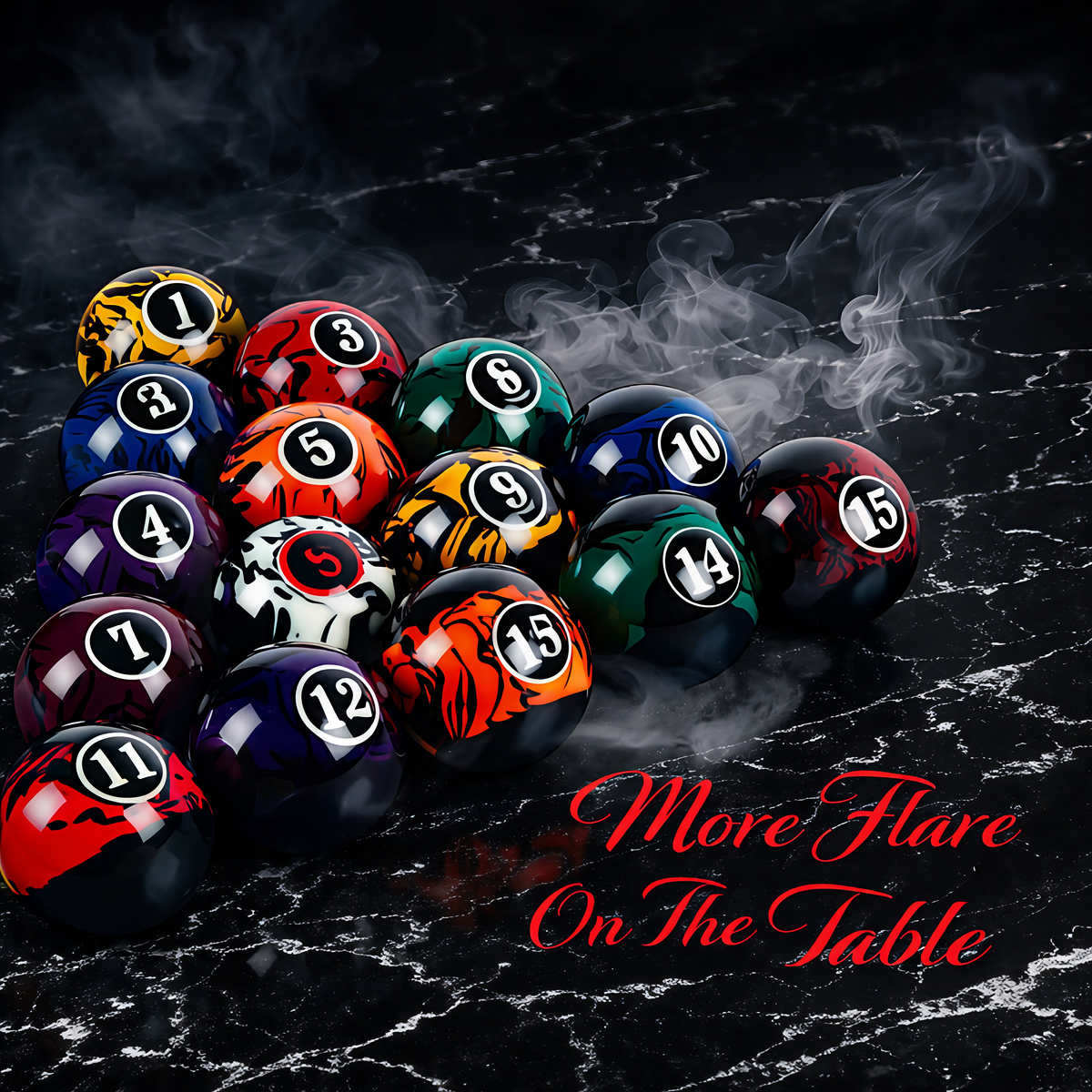 Dark Marble Swirl Billiard Balls