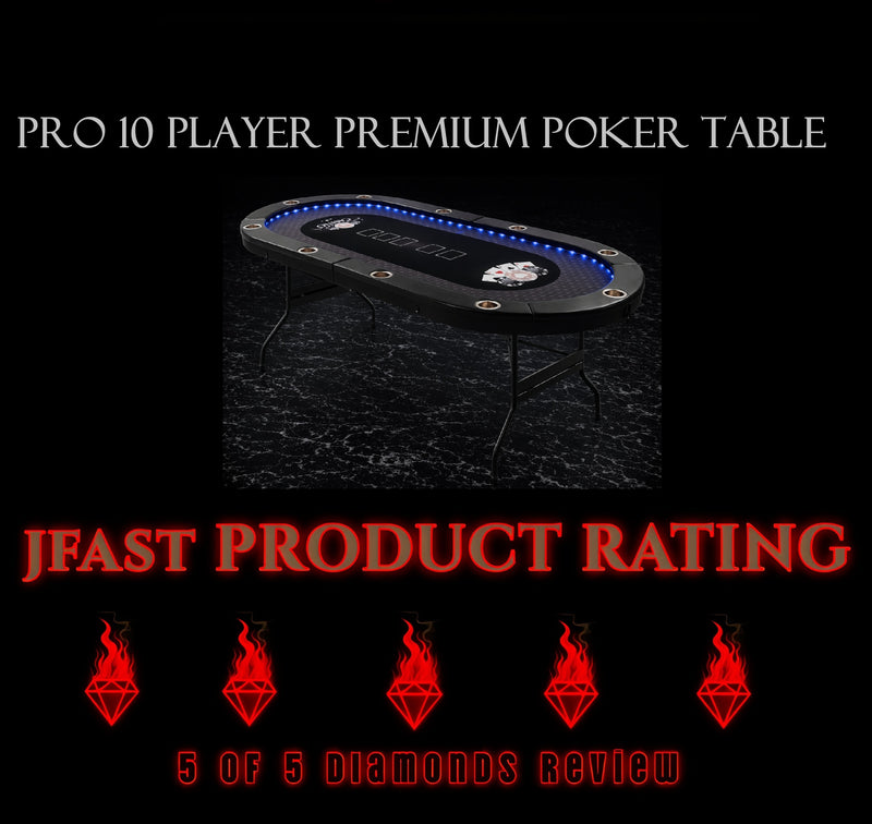 PRO LED Poker Table Texas Hold 'em 84" 10 Person Table