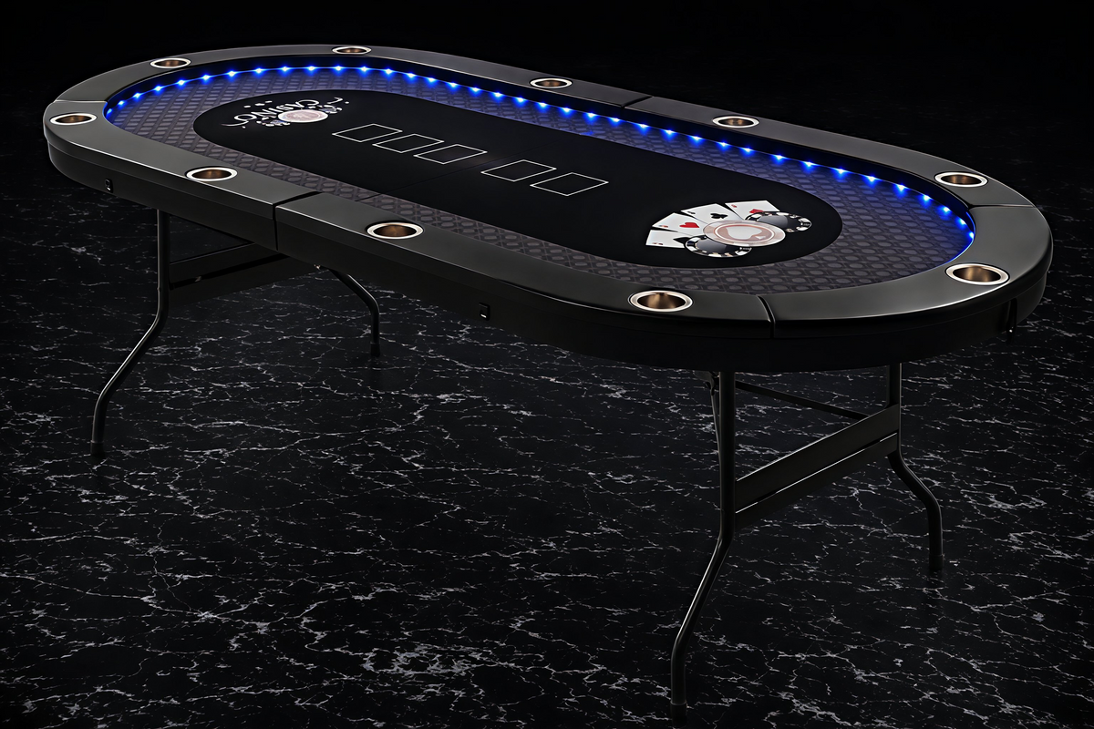 PRO LED Poker Table Texas Hold 'em 84" 10 Person Table