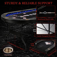 PRO LED Poker Table Texas Hold 'em 84" 10 Person Table