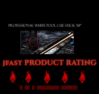 Professional White Pool Cue Stick 58" 20oz, Glove, and Case
