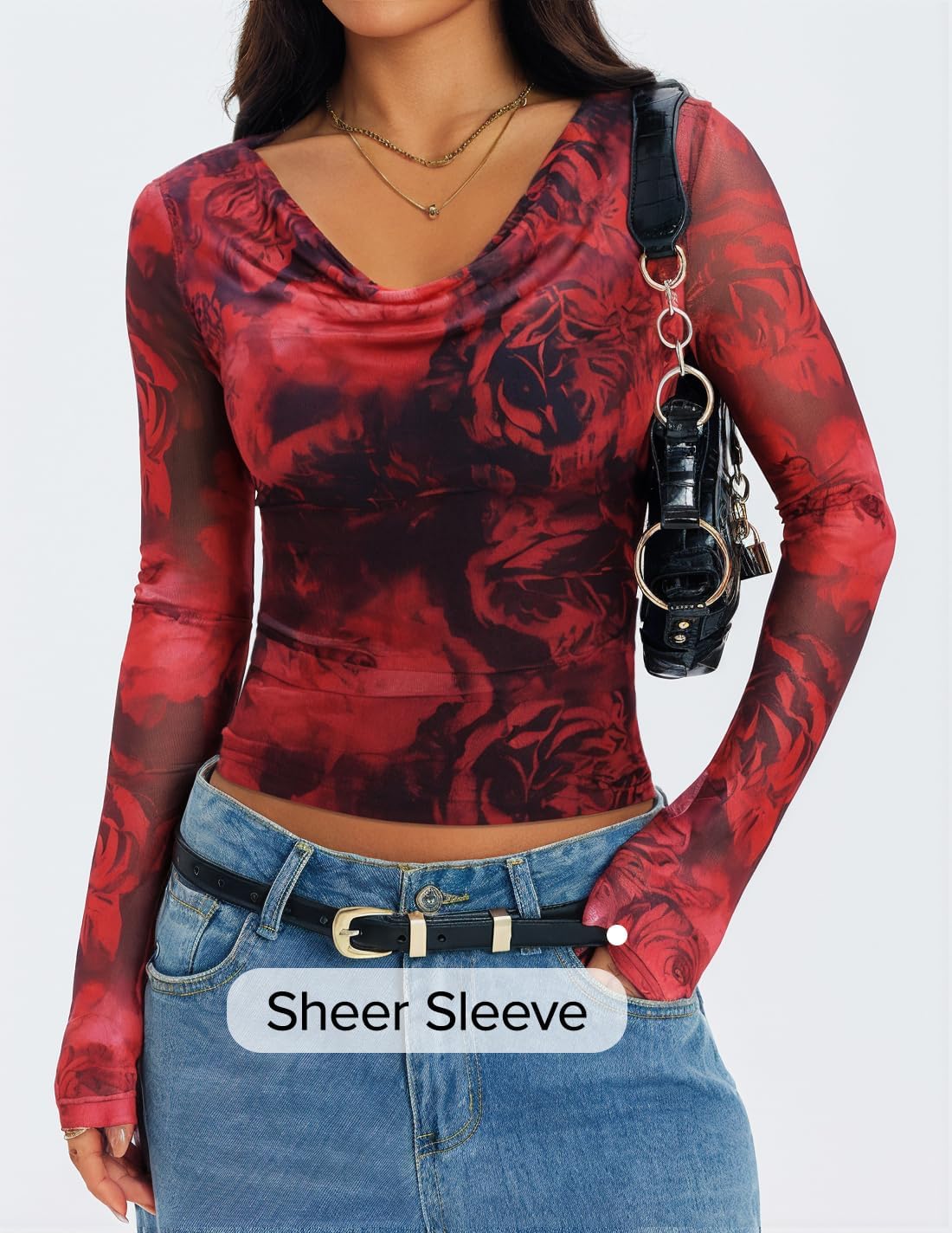 2026 Floral Mesh Top